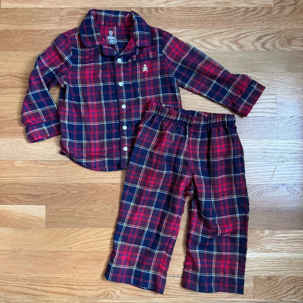 GAP Red and Navy Plaid Kids Pajama Set